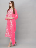 Anni Designer Women'S Cotton Blend Straight Printed Kurta With Pant & Dupatta (Mei Pink_Xl_Pink_X-Large),Pink,XL,Cotton Blend,Regular,Kurta, Scarf