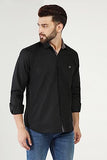 Toplot Men'S Solid Slim Fit Cotton Blend Casual Shirt With Spread Collar & Full Sleeves (Plain-Shirt-5112-Black-M),Black,,B0C65TQRVR