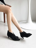 Shoetopia Women'S Blacksuede Ankle Boot Heels Pointed Toe With Bow Detail Stylish & Comfortable Shoes Eu40,Black,7,B0CNVN2Z8K