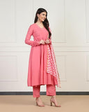Toplot Women Solid Flared A-Line Kurta With Pant And Dupatta Suit Set | Kurta Set (Anarkali-Set-5196-Pink-Xxl),Pink,2,B0DBZMZBJD