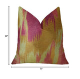 Plutus Brands Plutus Olavanna Ikat Handmade Throw Pillow, 22 X 22, Magenta/Orange/Cream
