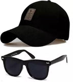 Stylish Sports Baseball Cap & Aviator Wayfarer Sunglasses Combo For Men & Boys (Pack Of 2) | Adjustable Cotton Cap | Uv Protecti
