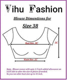 Vihu Fashion Womens Silk Floral Half Sleeve Blouse (Checks Mix_Gold_38)