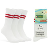 Sir Johnson Socks White Socks With Red Stripes For School Boys & Girls For Age (12 To 14) (Pack Of 3) White School Socks Wit