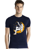 Adro Astronaut Graphic Design Mens Printed T-Shirts (Rnr-M-Moon-Nb_Navy_L)
