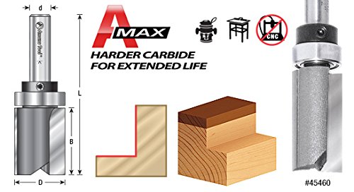 Amana Tool 45479 Carbide Tipped Flush Trim Plunge Template 9/16 D x 3/4 CH x 1/4 Inch SHK w/ Upper Ball Bearing Router Bit