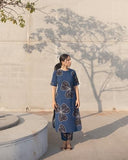 Anni Designer Women'S Rayon Viscose Straight Printed Kurta With Pant (Kamo Blue_S_Blue_Small),Blue,S,Rayon,Regular,