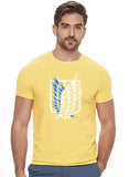 Adro Mens Attack On Titan Cotton T-Shirt (L, Light Yellow)