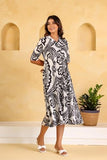 Leriya Fashion Women Rayon Below The Knee Western Casual Dress (LF-WD1193-01_Black_M)