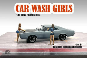 'Car Wash Girls'' Set 2 Jessica And Jennifer 2 Piece Figure Set For 1/43 Scale Models By American Diorama
