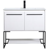 Elegant Decor Gerard 36 Single Porcelain Top Bathroom Vanity In White