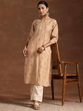 Libas Women'S Silk Floral Straight Kurta (29221 Yellow Yellow S