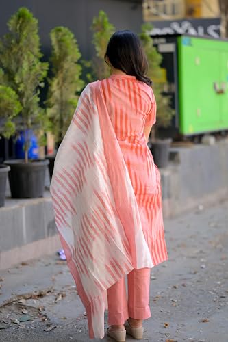 Anni Designer Women'S Rayon Viscose Straight Printed Kurta With Pant & Dupatta (Kolayat Peach_S_Peach_Small),Peach,S,Rayon,Casual,