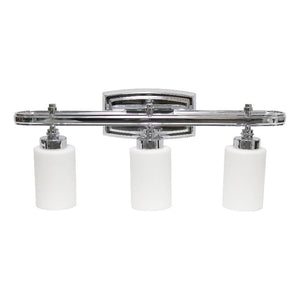 All The Rages Essentix 3-Light Metal Vanity Fixture With Opaque Shade In Chrome