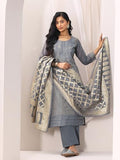 Libas Womens Woven Design Silk Blend Straight Kurta With Trousers And Dupatta Grey S