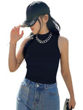 Kotty Women'S Slim Fit Sleeveles Ribbed T-Shirt(Blue,S)