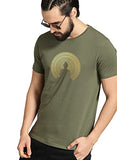 Adro Men'S Budha Gold Printed Cotton T-Shirt (Rn23-Gl-Bud-Ol_Olive_L)