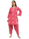 Libas Women'S Cotton Floral Kurta Set (400444_Pink_Xxl)