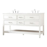 Elegant Decor Sinclaire 60 Aluminum Alloy & Mdf Double Bathroom Vanity In White