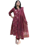 Anni Designer Women'S Rayon Blend Straight Printed Kurta With Pant & Dupatta (Parava Maroon_Xxl_Maroon_Xx-Large),Maroon,2XL