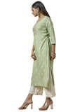 Soch Womens Sap Green Rayon Foil Print Kurta With Gotta Patti Sap Green 2Xl
