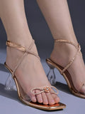 Shoetopia Stylish Embellished Rhinstone Detailed Golden Heels For Women & Girls /Eu38,Bronze,5,B0DNXR4S69