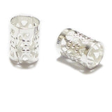 100pcs Filigree Tube Loose Beads 9mm x 8mm Spacer (Large Hole ID 7.5mm) Sterling Silver Plated Brass for DIY Craft Jewelry Makin
