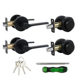 ZEVAWAY Keyed Alike Front Door Handle and Deadbolt Set,Roundness Heavy Duty Door Handle with Deadbolt Locks,Deadbolt Lock and Do