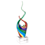 Badash Rainbow Murano-Style Art Glass Centerpiece - 14 Tall Mouth-Blown Glass Sculpture On Crystal Base - Contemporary Home De