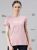 Enamor Women'S Letter Print Relaxed Fit T-Shirt (A306_Mauve Love Melange Belive Graphic,Mauve Love Melange BApparel,L