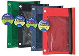 Bazic Products 803144 3 Ring Pencil Pouch With Mesh Window Assorted Colors,4Pack
