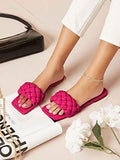 Shoetopia Women'S Magenta Braided Flat Slip-On Sandals Comfortable Open-Toe Casual Slides For Summer Beach Eu40,Magenta,6,B0BSC8GLRK