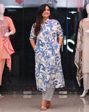 Gosriki Women'S Rayon Viscose A-Line Printed Kurta With Pant (Dishaan Blue-Gs_M_Blue_Medium),Blue,,B0F54BLPJH