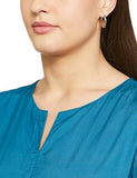 FYLTR Women's Solid Regular Fit Blouse (FYLSS23WB-024_Mediterranean Blue,Mediterranean Blue