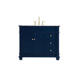 Elegant Decor Wesley 42 Steel And Solid Wood Single Bathroom Vanity Set In Blue