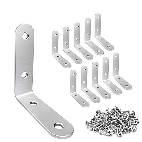 Luckin 20-Pack Corner Brackets 2 Inch, L Brackets For Shelves, Wood, Furniture, 304 Stainless Steel?Corner Brace?With Screws