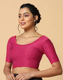 Toplot Cotton Blend Lycra Stretchable Round Neck Blouses For Women Readymade (Blouse-5058-Rani Pink-34),Pink,34,B0BWYLGHZ1