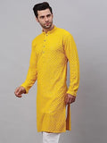 Jompers Men'S Chikankari Embroidered And Sequence Kurtas (Yellow, M)