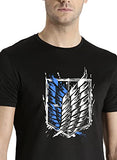 Adro Mens Attack On Titan Cotton T-Shirt (M, Black)