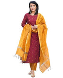 Gosriki Women'S Rayon Viscose Printed Straight Kurta With Pant & Dupatta (Sdf Maroon-Vks01-Gs_Xl_Maroon_X-Large),Maroon,,B0DRZNSG5J