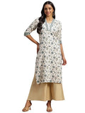 Libas Women'S Cotton Printed Straight Kurta (29053R_Off White