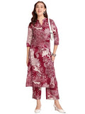 Gosriki Women'S Rayon Blend Straight Printed Kurta With Pant (Tomsk Maroon-Gs_Xxl_Maroon_Xx-Large),Maroon,2,B0DRNN1WQS