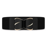 Niddleman Stretchable Wide Waist Belt For Women, Elastic Corset Belt With Bow Metal Buckle, Fashion Dress Belt (32)