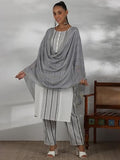 Libas Womens Printed Cotton Blend Straight Kurta With Trousers And Dupatta Off White 2Xl