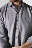 Toplot Men'S Solid Slim Fit Cotton Blend Casual Shirt With Spread Collar & Full Sleeves (Plain-Shirt-5112-Grey-L),Grey,,B0C65XMHTL