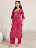 Libas Women'S Silk Blend Kurta Set (400054O_Pink_M)
