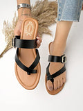 Shoetopia Stylish Side Buckle Detailed Black Flats For Women & Girls /Uk5,Black,5,B0C3RJQ8Y1