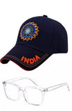 Capiteum MenS & Boys Adjustable Baseball Cap With White Sunglasses, Goggles Combo, Pack Of 2Dark Blue