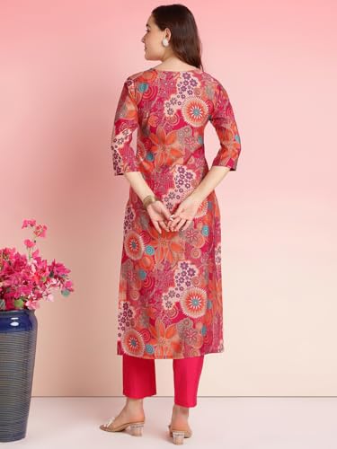 Gosriki Women'S Rayon Blend Straight Printed Kurta With Pant (Krum Pink-Vks01-Gs_S_Pink_Small),Pink,,B0DRNPM7YD