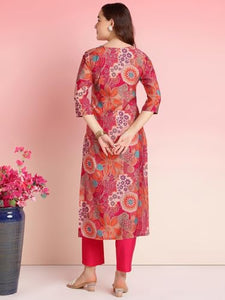 Gosriki Women'S Rayon Blend Straight Printed Kurta With Pant (Krum Pink-Vks01-Gs_S_Pink_Small),Pink,,B0DRNPM7YD